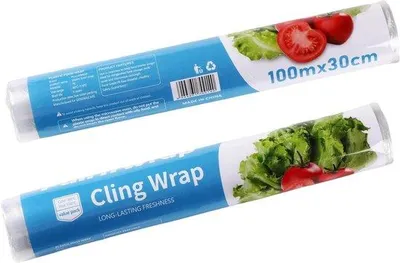 Produktbild von 2 Rollen Frischhaltefolie, 30 cm x 100 m - Professionelle, lebensmittelechte Folie für den Haushalt - Ideal für Küche, Lebensmittelaufbewahrung und -zubereitung - BPA-frei