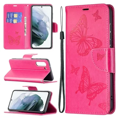 Produktbild von König Design Hülle kompatibel mit Samsung Galaxy S21 FE Kunstleder Handyhülle - Handy Case Rosa