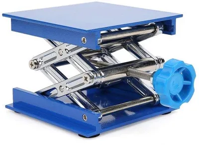 Productafbeelding van Laboratoriumhefplatform, 100 x 100 mm - Verstelbaar - Aluminiumoxide - Schaarlift - Draagvermogen 5 kg - Geschikt voor gebruik in laboratoria