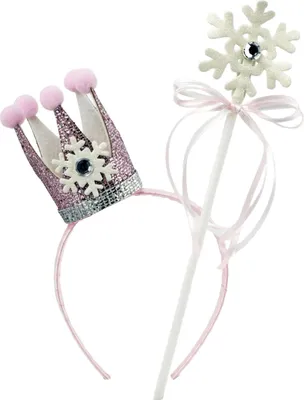 Produktbild von Krone und Feenstab - Rosa | Schneekönigin Prinzessin Set