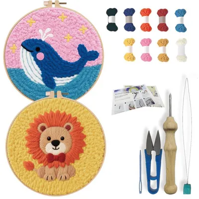 Image de Kit de poinçon à main 2 pièces, motif lion, pour débutants, avec instructions, 20 cm