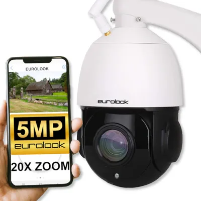 Obrázok produktu pre Otočná IP kamera s rozlíšením 5 megapixelov, s 20-násobným zoomom, vodeodolná, s mobilnou aplikáciou Eurolook