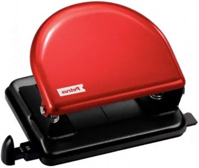 Productafbeelding van Metalen perforator - Papier ponser - Documenten organiseren - Stanst 20 vellen - 2 gaten 8cm - Rood
