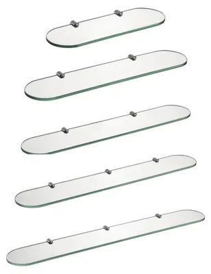 Zdjęcie produktu dla Półka szklana łazienkowa - Hartowane szkło - Chromowany szklany zacisk - 60 x 12 cm - Przezroczysta