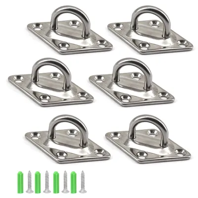 Immagine prodotto di Elzusha - Ganci a soffitto M8 - Acciaio inossidabile 304 - Ganci con piastra di montaggio - Confezione da 6 pezzi
