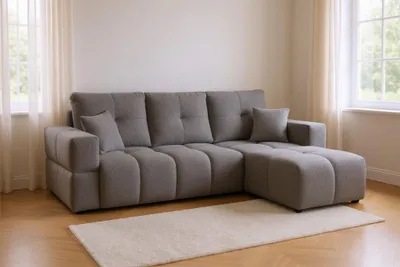 Produktbild von Ecksofa Schlafsofa Sofa DENISE in Stoff Centaur Dunkelgrau Ottomane Rechts