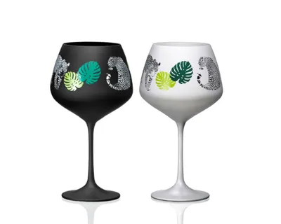 Produktbild von Gin & Tonic Weingläser Jungle Kristallglas 580 ml in schwarz und weiß 2er Set Bohemia Crystalex