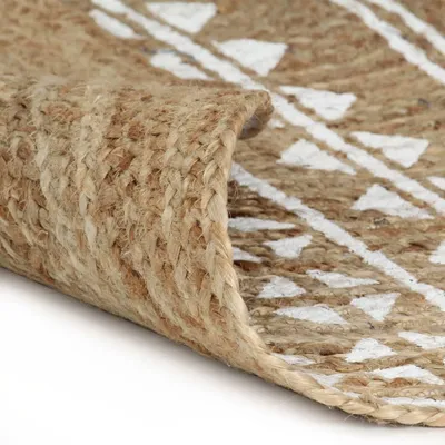 Obrázek produktu pro vidaXL Koberec ručně vyrobený z juty, bílý potisk 90 cm