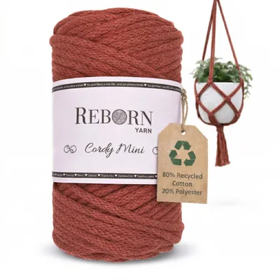 Image de Fil de macramé Cordy Mini 3 mm, 250 g de cordon en coton, doux et résistant à la déchirure, couleur 149 Rusty Red