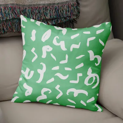 Dekokissenbezug 43x43 cm, Grün/Weiß, Polycotton, Reißverschluss