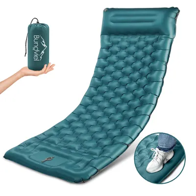 Produktbild von Isomatte Camping, 12CM Dicker Aufblasbare Isomatte Mit Kissen & Fußpumpe,83CM Breiter Outdoor Camping Luftmatratze, Kompakte Ultraleichte Sleeping Mat
