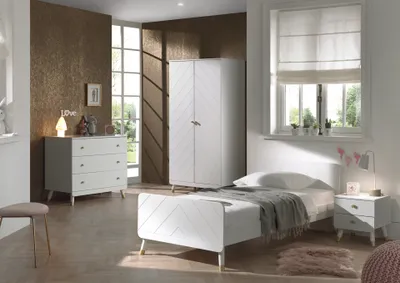 Image de Vipack BILLY Ensemble de chambre de jeunes 4 pcs. comprenant : Lit 90 x 200 cm, chevet, armoire 2 portes et commode à tiroirs
