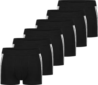Produktbild von Schiesser 6er Pack - 95/5 Stretch - Baumwolle Retro Short / Pant Elastischer Softbund für optimalen Tragekomfort, Weiches Material bietet hohe Bewegungsfreiheit, Sportliches Design mit kontrastierenden Seitenstreifen