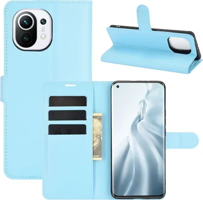 Produktbild von König Design Hülle kompatibel mit Xiaomi Mi 11 Kunstleder Handyhülle - Handy Case Blau
