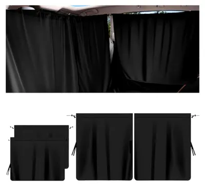 Produktbild von 3er Set Auto Trennvorhänge für Sonnenschutz, 140 x 80 cm, Verdunkelung für Autofenster, Abnehmbare Sichtschutzvorhänge, Universeller Vorhang für Camping und Reisen