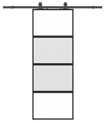 Zdjęcie produktu dla vidaXL Drzwi przesuwne z okuciem czarne 76x205 cm szkło hartowane