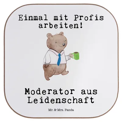 Produktbild von Mr. & Mrs. Panda Tischuntersetzer Moderator Leidenschaft - Weiß - Geschenk, Tischschoner, Untersetzer Gläser, gläseruntersetzer, Coaster, für