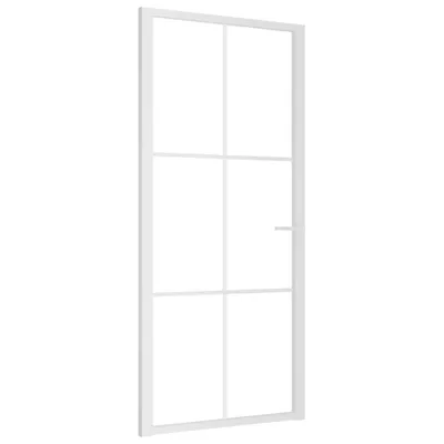 Zdjęcie produktu dla Drzwi wewnętrzne, 93x201,5 cm, białe, szkło ESG i aluminium