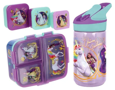 Image de Ensemble de lunch Unicorn Academy : boîte à lunch, boîte à goûter et gourde