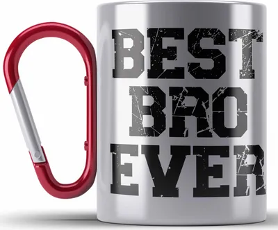 Produktbild von Trendation - Bester Bruder Edelstahl Tasse Karabiner Geschenk Geburtstag Weihnachten Lustig Best Bro Ever Geschenkideen Erwachsen (Rot)