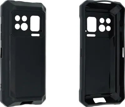 Two black phone cases are shown from different angles against a white background.