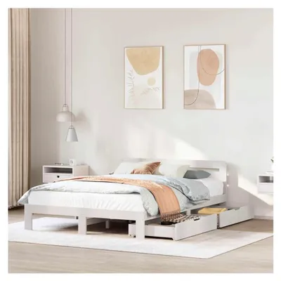 Produktbild von Bettgestell in Weiß 120x190 cm aus massivem Kiefernholz