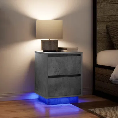Obrázok produktu pre vidaXL Nočné stolíky s LED osvetlením 2 ks. Betónová sivá 38x34x50 cm