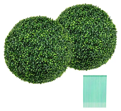 Produktbild von 2 Stück Buchsbaumkugel 50 cm, künstliche Pflanze, UV-beständig, Formschnittball, dekorative Kugeln für Balkon und Garten