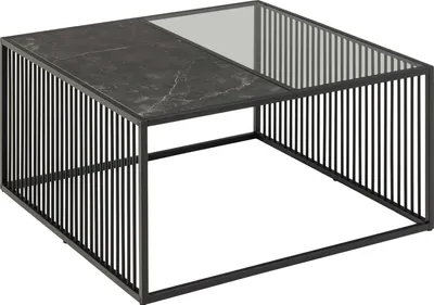 Image de Strington table basse 80x80 cm verre enfumé, noir marbréReproduction.