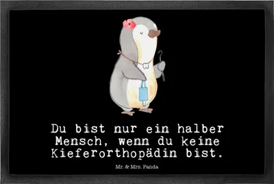 Produktbild von Mr. & Mrs. Panda Schmutzfangmatte Kieferorthopädin Herz 40 x 60 cm - Schwarz - Geschenk, fußmatte, Schmutzmatte, Fussmatte, Gummimatte, Bodenvorleger