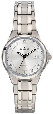 Obrázok produktu pre Dámske náramkové hodinky DUGENA 4460870 Gent, quartz, strieborný ciferník, titánové puzdro, minerálne sklo, titánový náramok, skladacia spona s tlačidlom, 5 barov