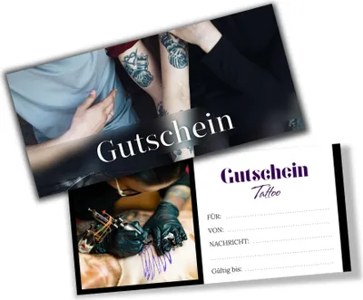 Produktbild von itenga Geschenkgutschein Fotodesign - Motiv TATTOO Postkarte zum Ausfüllen  21,0 x 9,8 cm