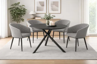 Produktbild von Destiny Sitzgruppe MODENA BARLETTA 4 Sessel + Tisch Ø110x76cm HPL Tischplatte