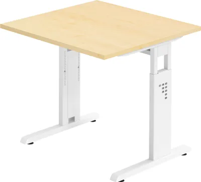 Produktbild von bümö Schreibtisch Serie-O - Nachbildung Ahorn, Größe:  80 x 80 cm, Gestell: Weiß