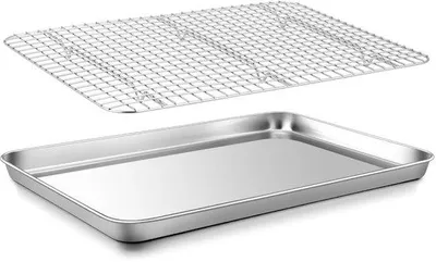 Productafbeelding van Roestvrijstalen Bakplaat met Koelrek - 40 x 30 x 2,5 cm