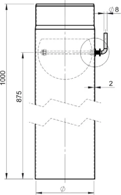 Produktbild von Ø 130 mm Ofenrohr 100 cm - mit Drosselklappe - gussgrau