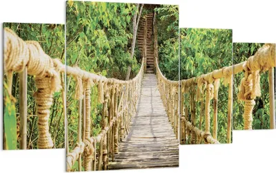 Produktbild von Bild auf Leinwand - Leinwandbild - 4 Teile - Brücke Seil Dschungel - 160x90cm - Wand Bild - Wanddeko - Wandbilder - Leinwanddruck - Bilder - Wanddekoration - Leinwand bilder - Wandbild - DL160x90-4319