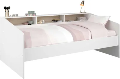 Produktbild von Kinderbett Sleep 90x200cm mit Stauraum - weiß/Eiche Nachbildung