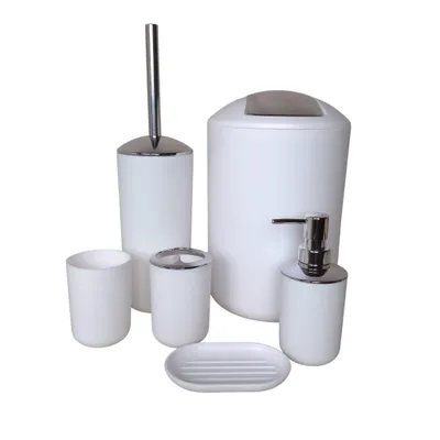 Produktbild von Badset 6-teilig, Badezimmer Zubehörset, Badaccessoires Weiß