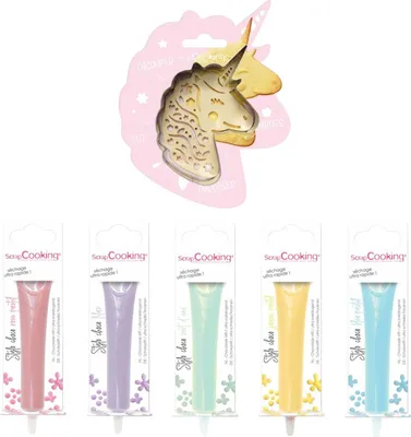 Produktbild von Einhorn Relief-Keks-Set + 5 Schoko-Pastellstifte