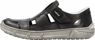 Produktbild von Rieker Herren Slipper Leder Halbschuh Sandale Klettverschluss 04050, Größe:42 EU, Farbe:Grau