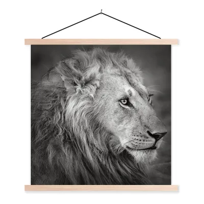 Produktbild von MuchoWow® Textilposter Löwe - Tiere - Porträt 40x40 cm mit holzfarbenen Rahmen - Posterleiste