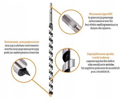 Obrázok produktu pre SPIRÁLOVÉ VŔTKY NA DREVO, 16 x 600 mm