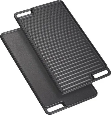 Zdjęcie produktu dla Patelnia grillowa do płyt indukcyjnych i gazowych - Płyta Teppanyaki z bocznymi uchwytami - 459 x 259 x 17 cm - Żeliwo - 1-pak