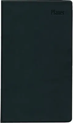 Immagine prodotto di Agenda tascabile Leporello PVC nera 2025 - Calendario da ufficio 9,5x16 cm - 1 mese su 2 pagine - rubrica separata - pieghevole - blocco note - 510-1020