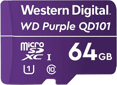 Zdjęcie produktu dla Western Digital WD Purple SC QD101, 64 GB, MicroSDXC, Klasa 10, Class 1 (U1), Fioletowy