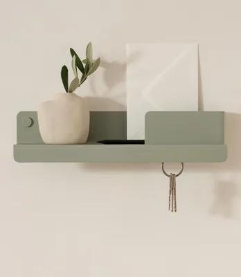 Produktbild von Schlüsselbrett aus Metall mit Ablage, olivgrün