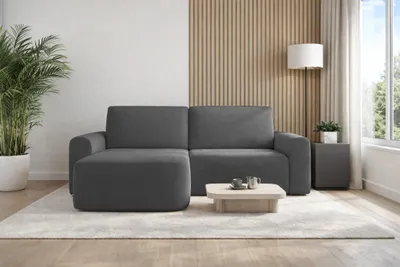 Produktbild von AX LIVING Sofa 250cm breit mit Schlaffunktion Otterton in Dunkelgrau L