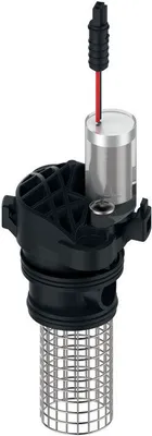 A close-up studio shot of a urinal flush valve component.