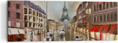 Produktbild von Bild auf Leinwand - Leinwandbild - Paris Turm Straße - 120x40cm - Wand Bild - Wanddeko - Wandbilder - Leinwanddruck - Bilder - Kunstdruck - Wanddekoration - Leinwand bilder - Wandkunst - CA120x40-3431